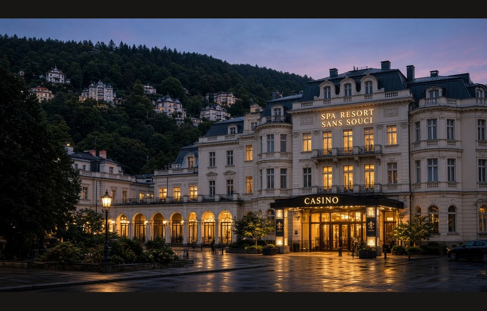 Sanssouci casino hotel evening exterior